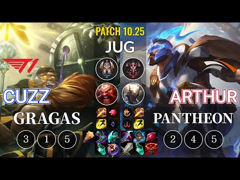 T1 Cuzz Gragas vs HLE Arthur Pantheon Jungle - KR Patch 10.25