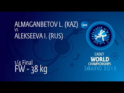 1/4 FW - 38 kg: L. ALMAGANBETOV (KAZ) df. I. ALEKSEEVA (RUS), 7-2