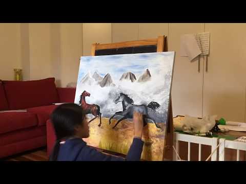 Wild Horses Timelapse Painting - Jessica Tai Age 10
