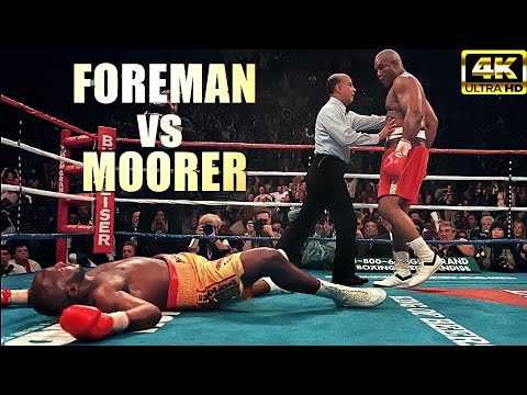 George Foreman vs Michael Moorer | BRUTAL KNOCKOUT Boxing Fight | 4K Ultra HD