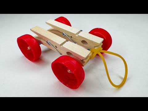 How To Make a Mini Latch Rubber Band Car / DIY Easy Toy Car at Home