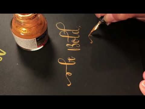 Dip Pen Calligraphy with Daler-Rowney Gold Acrylic Ink