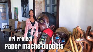 how I made a paper mache GIANT PUPPET *FULL PROCESS. Paper sculpture | St.Kitts Carnival. [Esp Subs]