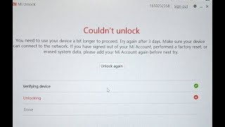 Xiaomi unlock bootloader Couldn