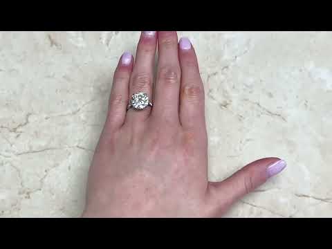 Art Deco 6.03ct Center Old European Cut Diamond Engagement Ring - Garland Ring - Hand Video