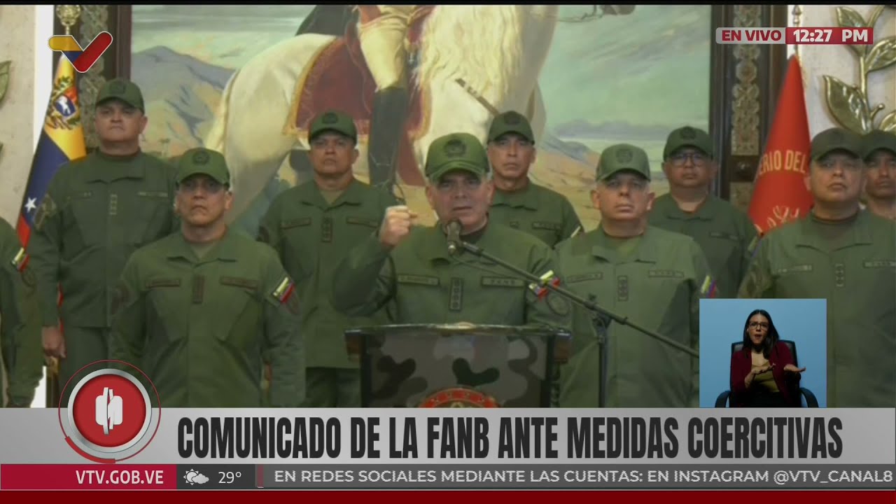 Vladimir Padrino encabeza comunicado de la FANB ante nuevas "sanciones" desde EEUU contra Venezuela