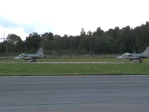 Two JAS-39 Gripen starting from Kalmar Airport