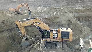 Cat 6015B Excavator, Cat D9T Dozer And Liebherr 934 With Hyd. Hammer In Action - Sotiriadis Mining