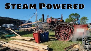 Steam powered sawmill at the Lake Region Threshing Show in Dalton Minnesota