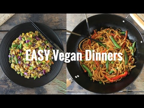 EASY VEGAN DINNER | Asian inspired | Veggie Lo Mein, Rainbow Fried Rice