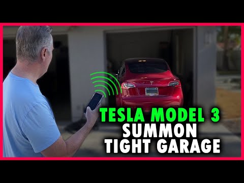 Tesla Model 3 Summon in and out of Tight Garage