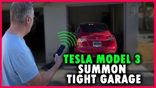 Tesla Model 3 Summon in and out of Tight Garage