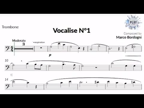 🎼🎧NEW Play-Along for Trombone👏🎹 Vocalise No. 1 (M. Bordogni) | No metronome and tempos below!