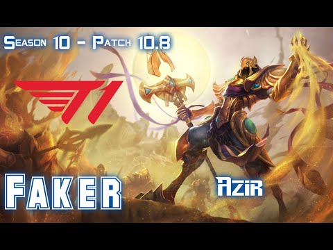 T1 Faker AZIR vs CORKI Mid - Patch 10.8 KR Ranked