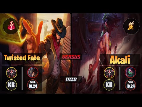 GrandMaster TWISTED FATE [Electrocute] (Mid) VS  AKALI - Grandmaster KR Patch 10.24