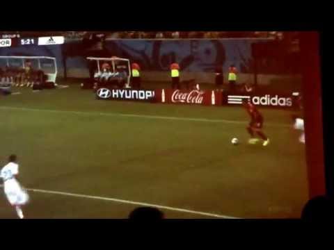 Devastating start for Team USA as Geoff Cameron fails to clear. Nani scores for 1-0 Portugal lead.