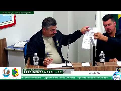 Vigésima Nona Sessão Ordinária de 2026 da Câmara De Vereadores Do Município De Presidente Nereu.