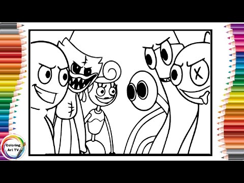 Poppy Playtime VS Rainbow Friends Coloring Pages /Rainbow Friends Coloring Pages