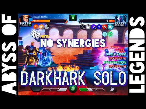 Abyss of Legends Darkhawk Solo - Human Torch 1 Shots Darkhawk Without any Synergies - Path 2