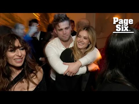 ‘White Lotus’ co-stars Meghann Fahy and Leo Woodall get cozy at Emmys 2024 afterparty