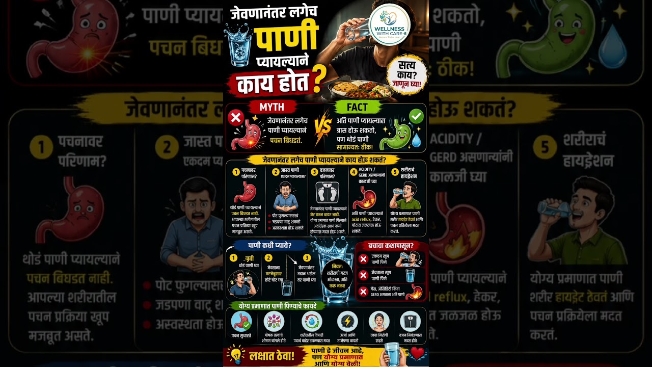 🍱जेवणानंतर लगेच पाणी पिणे म्हणजे 'विष'? 😱⚠️ #shorts #trendingshorts #viral #trending