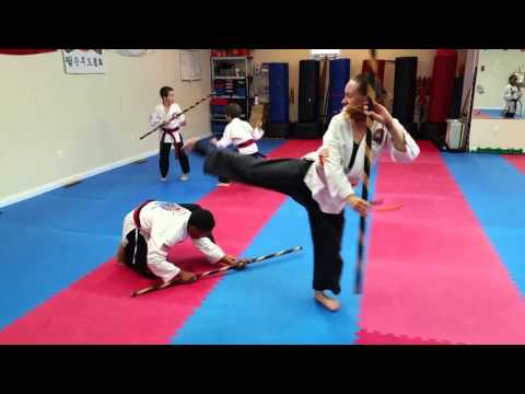 Staff drill with partner