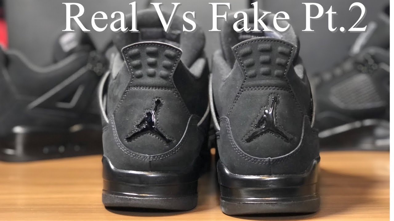 Latest Fake Black cat 4s Vs Retail pair. Black light and weight comparisons