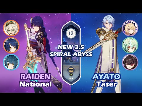 NEW Spiral Abyss 3.5 | C0 Raiden National & C0 Ayato Taser | Floor 12 Full Star Clear