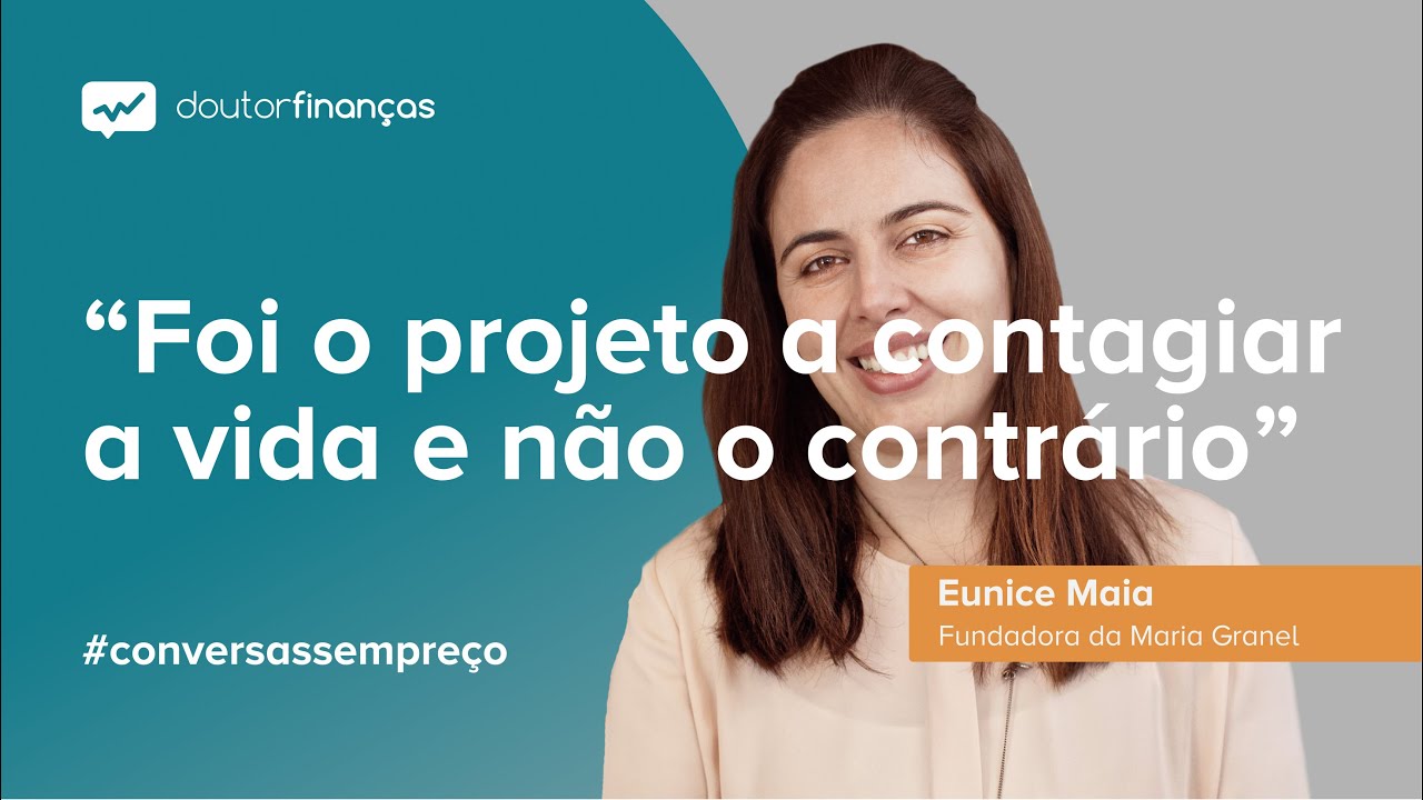 Imagem de um smartphone se vê o programa Conversas sem Preço com a entrevista a Eunice Maia, fundadora da Maria Granel