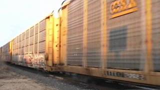 preview picture of video 'Auto train with CSX engines: BNSF Topeka sub 11-16-11'