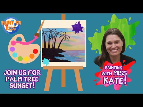 Drawing and Painting for kids - Learn to draw an Island Sunset and Palm Trees - art for kids