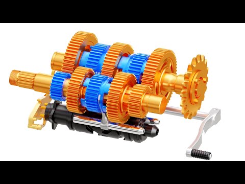 How a motorcycle transmission works (Animation)
