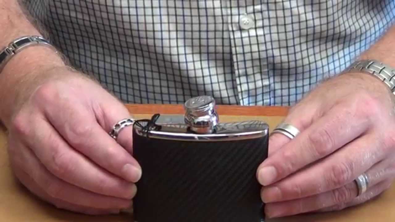 Marlborough of England 4oz Hip Flask in Carbon Fibre Leather