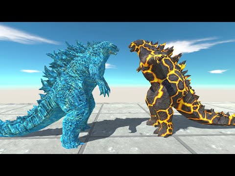 Monster Godzilla 2014 Lava Vs Monster Godzilla 2021 Ice Death Fall -Animal Revolt Battle Simulator