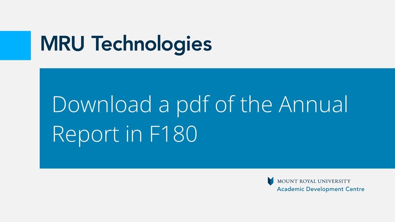 Download a pdf of the Annual Report in F180