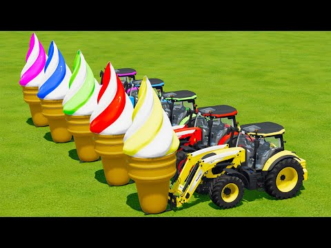 LOAD AND TRANSPORT GIANT ICE CREAM WITH LANDINI TRACTORS - Farming Simulator 22