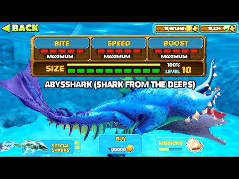 NEW ABYSSHARK MAX LEVEL 10 + MAX STATS (HUNGRY SHARK EVOLUTION)