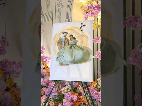 خطوات رسم لوحة للعروسة  🥹👰🏾‍♀️🤵🏾‍♂️✨ #قصص_من_عجينة #diy #رسم #عروس