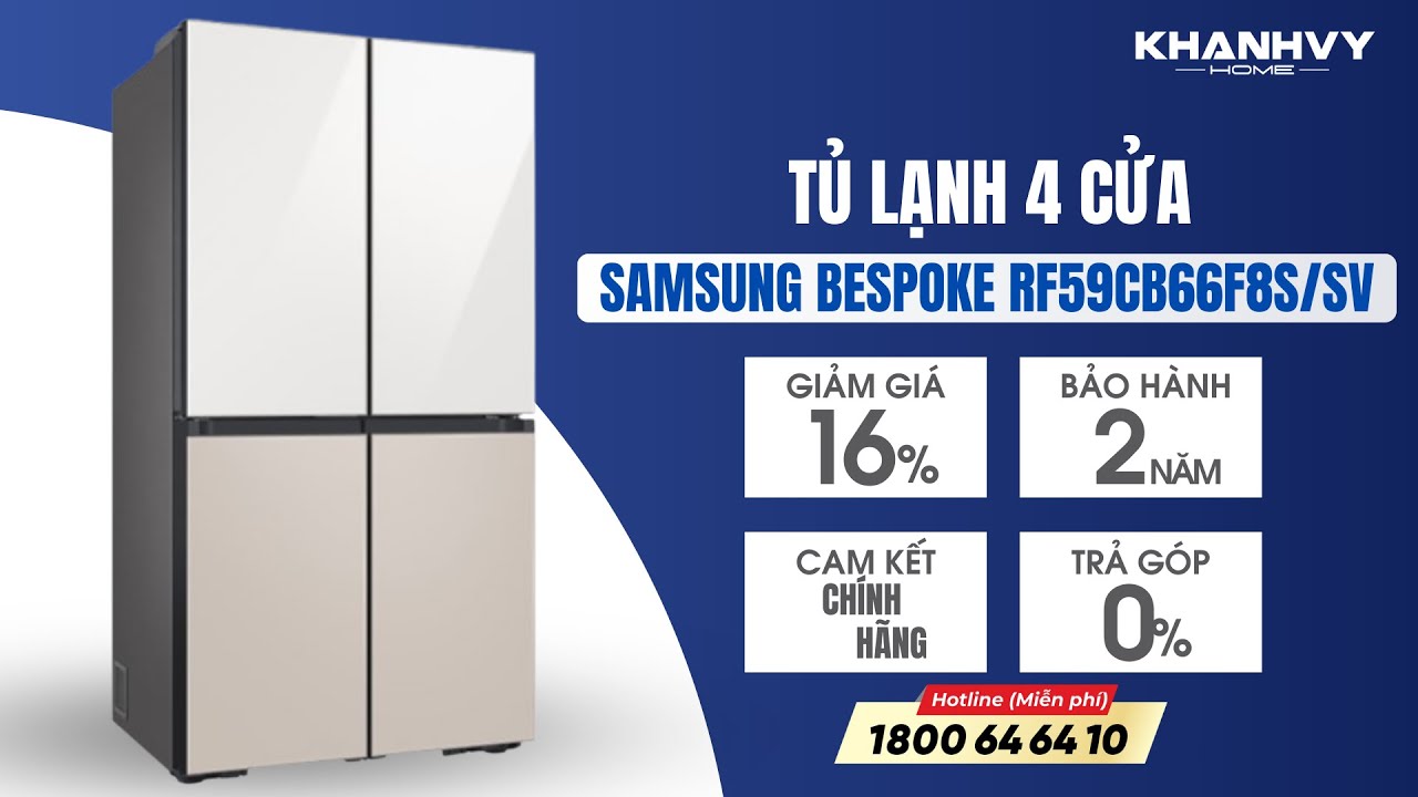 Tủ lạnh 4 cửa Samsung Bespoke RF59CB66F8S/SV 648 lít