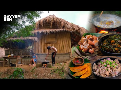 Cooking ILOCANO favorite dishes in my bamboo house, complete from appetizer to dessert!
