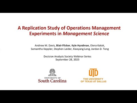A Replication Study of Operations Management Experiments in Management Science