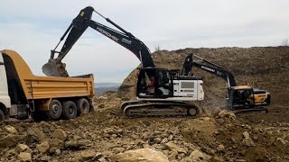 Excavatorler İnşaat kazısı yapıyor. Hidromek - Hyundai Excavator