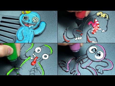 RAINBOW FRIENDS Characters Pancake Art - Blue, Green, Orange, Purple
