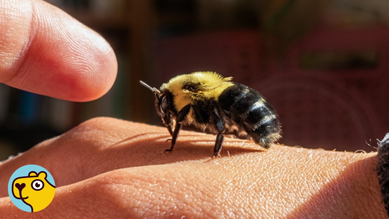 Tiny Bumblebee Bonds with Her Rescuer and Never Leaves Her Side