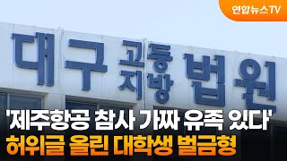 '제주항공 참사 가짜 유족 있다' 허위글 올린 대학생 벌금형 / 연합뉴스TV (YonhapnewsTV)