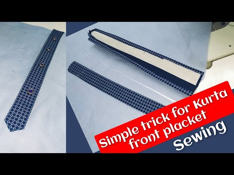 Gents Kurta Front Placket simple tricks | kurta placket cutting and stitching