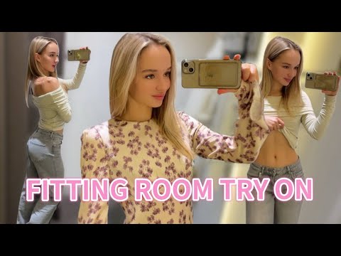[4K USA] Fitting Room Try On | Elegant Floral Dress & Casual Top