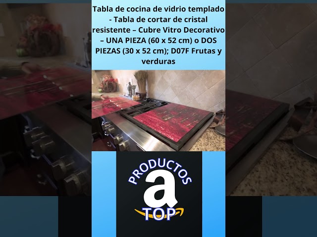 Vídeo relacionado con DarHaus Placa protectora de vitrocerámica 60 x 65 cm, Cristal decorativo con cinta adhesiva, tabla de cortar de vidrio templado, Panel de protección contra salpicaduras de cocina, FRUTA
