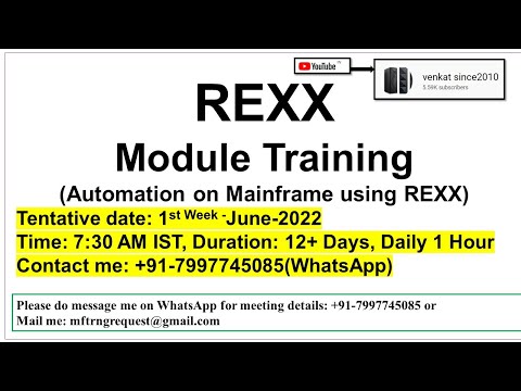 REXX Training New Mainframe Batch from 16-Nov-2022