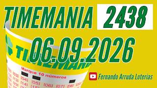 Timemania 2438 de hoje 06/08 resultado concurso de domingo